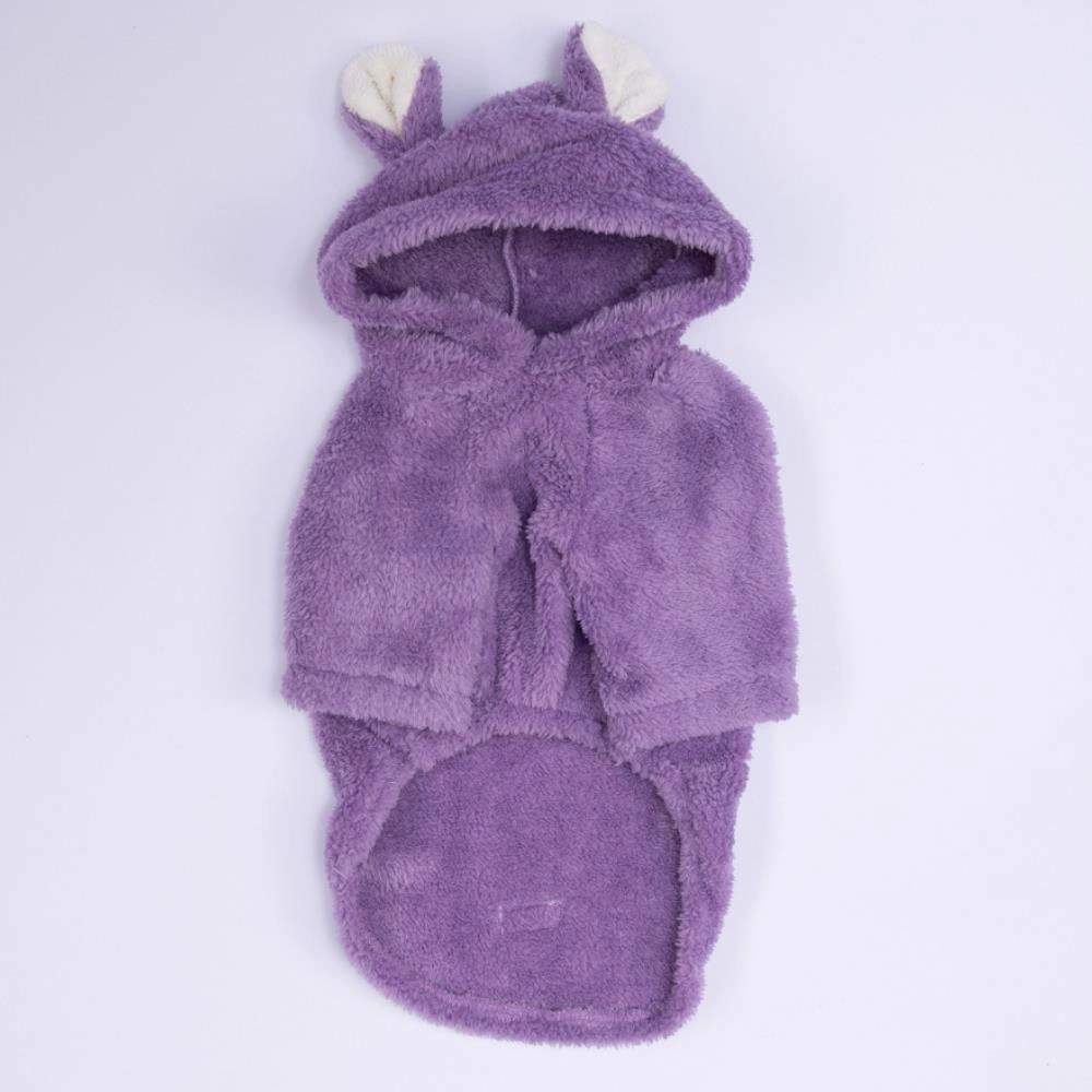 Lila Lucca Teddy Hoodie Ayı Kulaklı Peluş Orta Büyük Irklar Köpek Kıyafeti Köpek Sweati