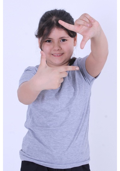 Fyk Kids Baskısız, Düz Bisiklet Yaka Kız Çocuk Tişört Gri