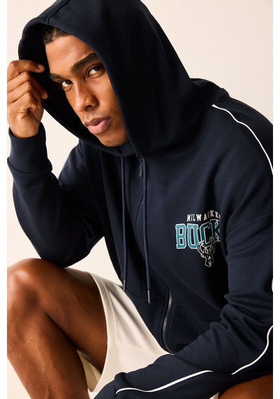 Defacto Nba Mılwaukee Bucks Oversıze Kapüşonlu Cepli Fermuarlı Sweatshirt Hırka H7762ax26aunv253 Lacivert-nv253