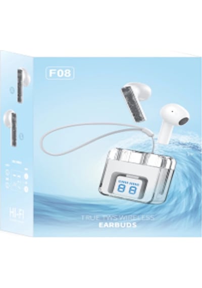 Karler - 489 - Bass F08 Dijital Şarj Göstergeli Tws Bluetooth Kulaklık - Ece-umay - - Mavi