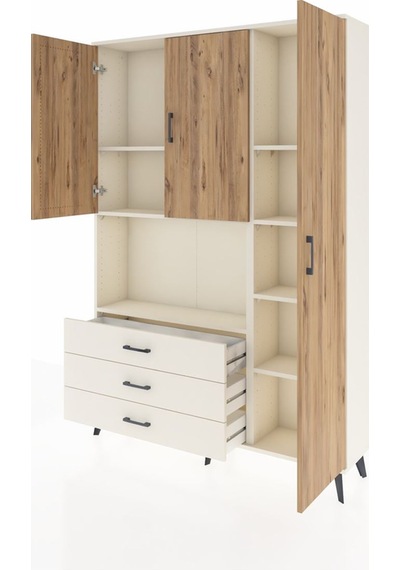 Arges Dolap 7 Raflı 3 Çekmeceli 3 Kapaklı 132x30x195 Aytaşı-ç... Aytaşı