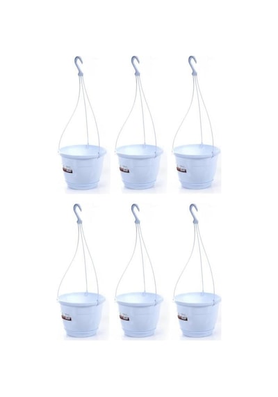 Omnipazar So-sm01 Safir Makrome Askılı Balkon Saksı 1,7 Lt Beyaz 6 Adet
