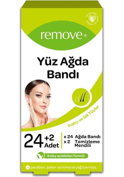 Remove İnatçı ve Sık Tüyler için Yüz Ağda Bandı 24'lü