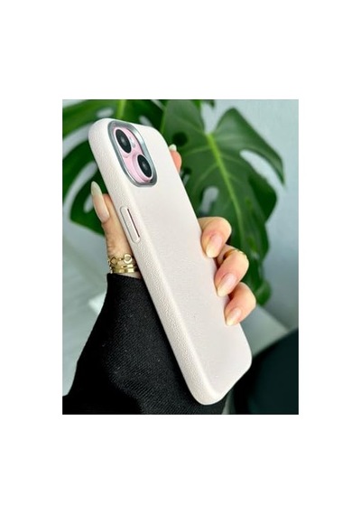 Apple iPhone 13-14 - 15 Uyumlu Estetik Dokulu Deri Görünümlü Esnek Silikon Kılıf - Pembe Diğer