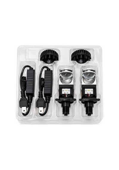 H4 Led Mercekli Far Ampulü Seti 100w 60000lm 6000k Beyaz Işık 12v/24v