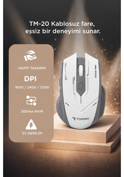 Delux Serisi Cihaz Oyuncu Faresi Mouse Çift Modlu Sessiz Kablosuz Tm20