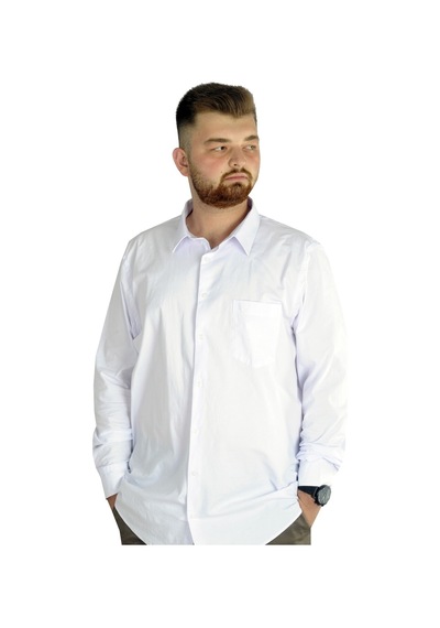 Mode Xl Büyük Beden Erkek Klasik Cepli Gömlek Likralı 20350 Beyaz 001