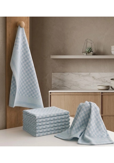 Ultra Emici & Hav Bırakmayan 10'lu Pamuklu Mutfak Ve Bulaşık Kurulama Bezi Seti 50x70 Cm - Mavi