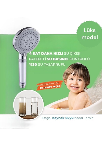 Truva 5 Adet Yedek Filtreli Duş Başlığı Kireç Önleyici Özellikli Su Tas Gri