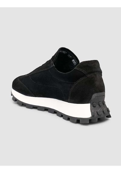 Hakiki Süet Deri Siyah Kürk Astarlı Kışlık Kadın Sneaker Siyah