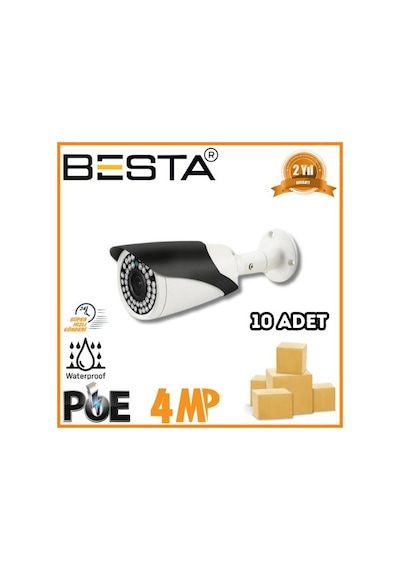 4 Mp 42 Led Ip Poe Bullet Güvenlik Kamerası 10 Adet Koli
