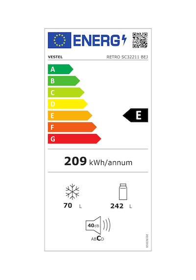 Vestel Retro SC32211 311 LT Statik Üstten Donduruculu Buzdolabı Bej