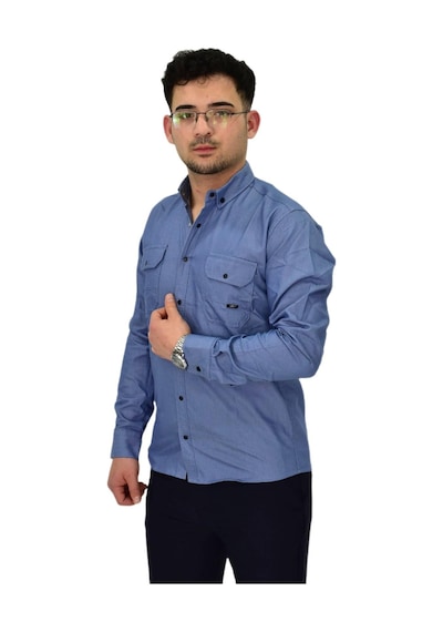 Erkek Spor Likralı Gömlek Bgl-st04343 İndigo