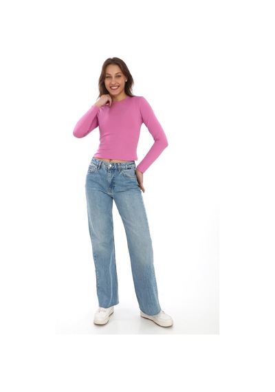 Likralı Pamuk Tişört-slim Fit -koyu Pembe Koyu Pembe
