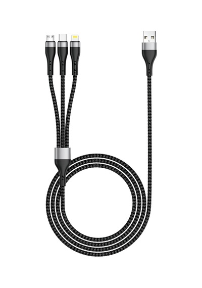 Zr-43 3in1 Usb-a To Lightning Type-c Micro Şarj Ve Data Kablosu 20w 1.5m Siyah
