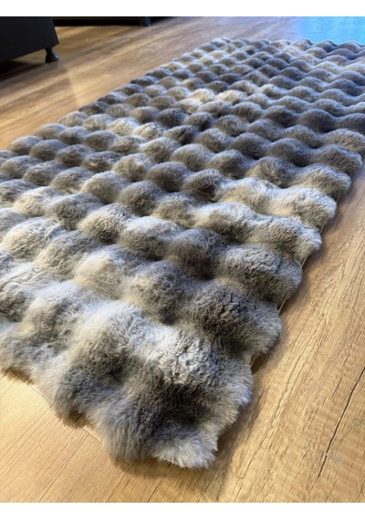 Hoom Rugs Rabbit 420 Multi Gri Çift Renkli Peluş Halı Çok Renkli