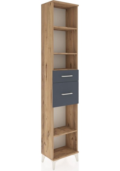 Arges Dolap 4 Raflı 2 Çekmeceli 44x30x221 Çam-antrasit Atlas Çam