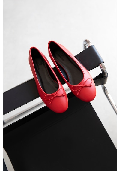 Wolk Shoes Lily Kadın Fiyonk Detay Deri Babet Kırmızı