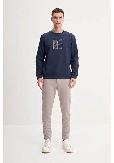 Cazador Dynamic Regular Fit Pamuk Karışımlı Baskılı Scuba Sweatshirt-53290 Lacivert