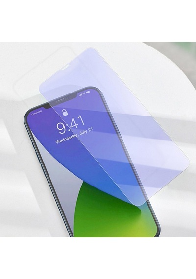 Baseus Apple Uyumlu   iPhone 12 Pro Max 6.7 0.3Mm Antiblue Light Tempered Cam Şeffaf
