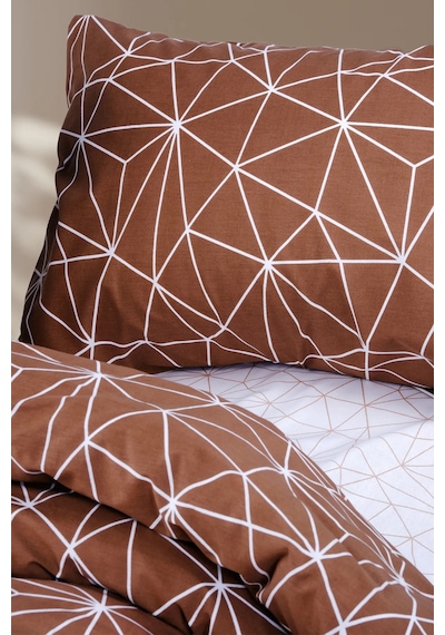 Aytunç Lotus %100 Pamuklu Tek Kişilik Nevresim Takımı 160x220 Cm Kahve