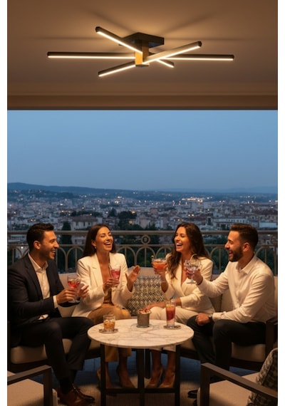 Nova 6 Silver Led Tavan Avize Kumandalı Dim Edilir Aşağı Işık Sarı Işık
