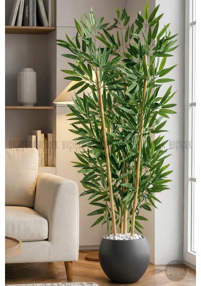 125cm Yapay Bambu Ağacı Küre Saksıda H