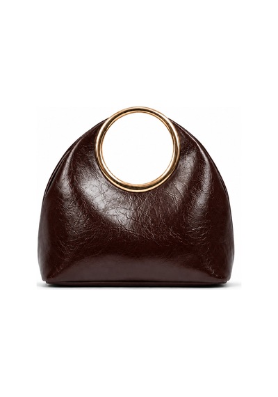 Nura Collection Milano Icon Gold Metal Saplı Kadın El Ve Omuz Çantası Kahverengi - 896351481 Kahverengi