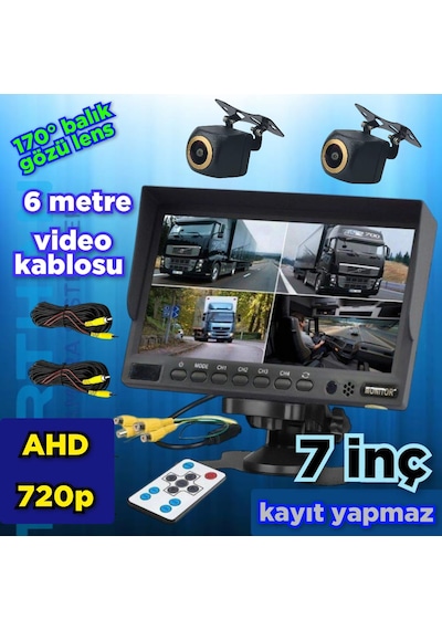 7 İnç Kayıtsız Ekran Ve 2 Adet Ahd 720p 170'' Geniş Açılı Kamera