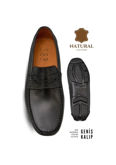 Sermoda Erkek Loafer - Hakiki Deri Rok Loafer Erkek Ayakkabı Siyah