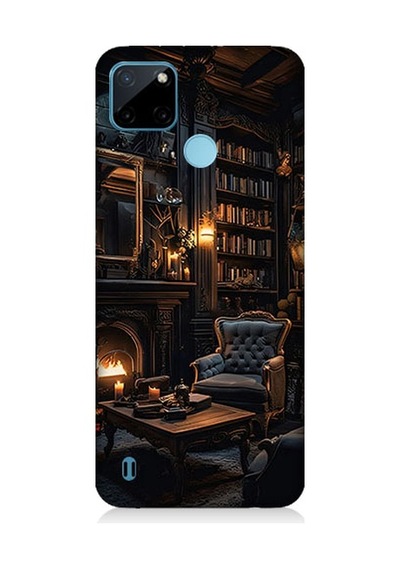 Realme C21y Uyumlu Kütüphane Odası Desenli Silikon Kılıf