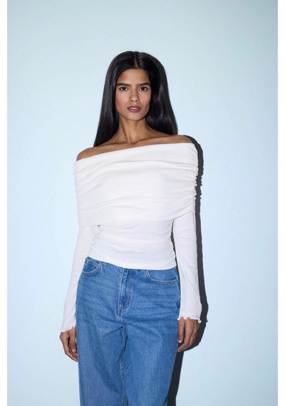 Defacto Slim Fit Omzu Açık Ribana Tişört G8072AX26SP