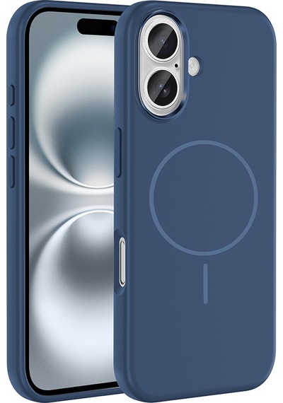 Apple Uyumlu iPhone 16 Kılıf M-safe Şarj Özellikli Metal Kamera Çerçeveli Zore Edi Silikon Kapak Lacivert