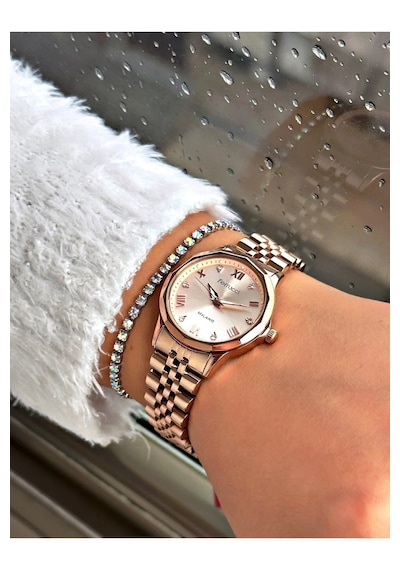 Ferrucci Fc63550 Taşlı Kadran Fosforlu Göstergeli Çelik Kadın Kol Saati Rose Gold