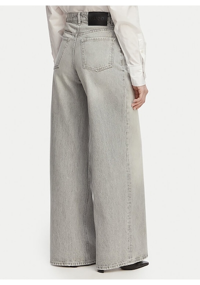 Hugo Gri Kadın Logo Baskılı Denim Pantolon 50557053 Açık Gri