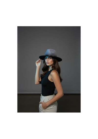 Gigi Luxe Özel Tasarım Fedora Fötr Şapka Ayarlanabilir Gold Aksesuarlı Kovboy Fötr Siyah Siyah