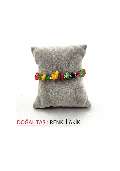 Şekilli Doğaltaş Ayarlanabilir Kadın Bileklik Çok Renkli-14