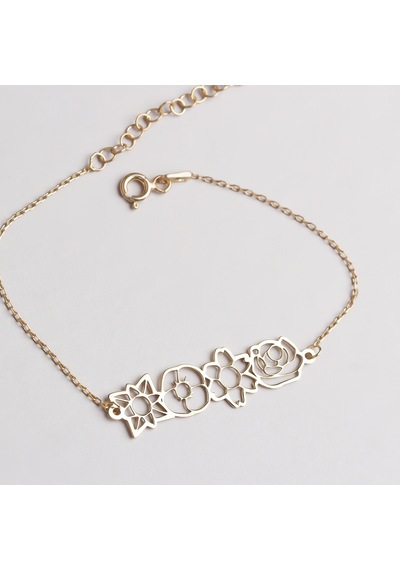 Glorria Kişiye Özel Çoklu Doğum Çiçeği Gümüş Bileklik Gold