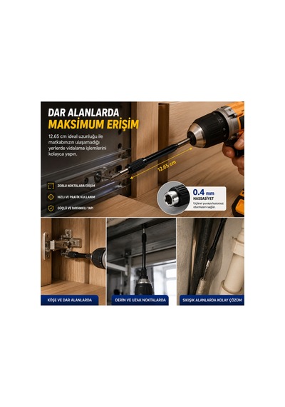 Profesyonel Manyetik Vidalama Bits Uç Tutucu Kilitli Uzatma Aparatı 12.65 Cm Matkap Ucu Uzatıcı 0.4mm