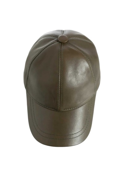 Unisex %100 Deri Arkadan Ayarlanabilir Baseball Kep Şapka Zeytin Haki