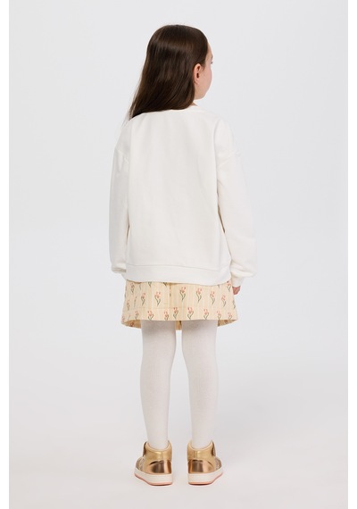 Panço Kız Çocuk Nakış Detaylı Ekru Sweatshirt 2521gk08028 Krem