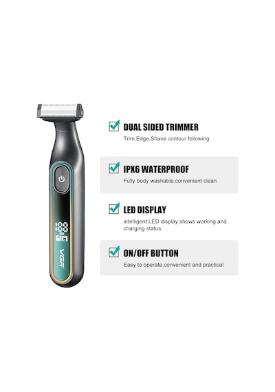 Sones Vgr V-360 5w Usb Dijital Ekranlı Elektrikli T Şekilli Tıraş Makinesi Sarı