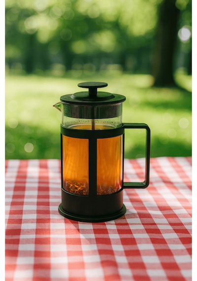 600 Ml Cam French Press Kahve & Bitki Çayı Demleme Bardağı Siyah - Şeffaf