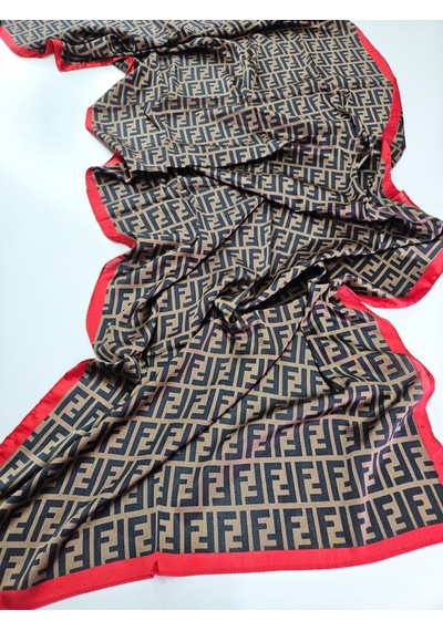 Miorel Scarfs F Desen İthal Vual İpek Şal Aksesuar Fular Silk Scarfs Shawl Hijab Açık Kahverengi
