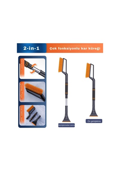 Coofbe Quick Clean 82cm Uzatılabilir 2in1 Araç Kar Fırçası Ve Buz Kazıyıcı Oto Kar Kazıyıcı Aparat Diğer