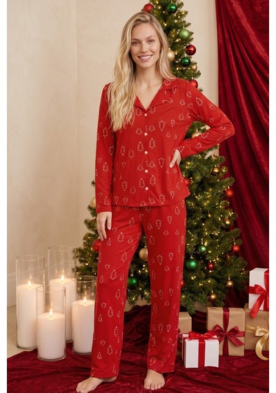 Siyah İnci Yılbaşı Temalı Desenli Termal Kumaşlı Ultra Soft Yumuşak Düğmeli Örme Pijama Takımı 26226115 Kırmızı Siyah İnci Yılbaşı Temalı Desenli Termal Kumaşlı Ultra Soft Yumuşak Düğmeli Örme Pijama Takımı 26226115 Kırmızı