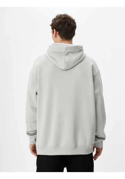 Koton Uzakdoğu Baskılı Hoodie Rahat Kesim Sloganlı Gri 4wam70399mk Gri
