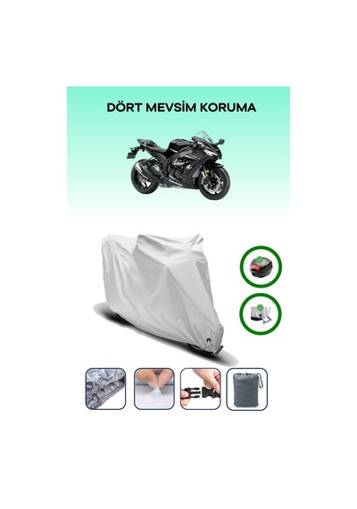 Gri Arka Çanta Ve Kilit Uyumlu Kawasaki Ninja Zx-10rr Uyumlu Motor Brandası