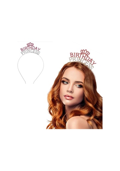 Kristal Taşlı Pembe Birthday Princess Yazılı Parti Tacı 19x11 Cm Bx40 Diğer