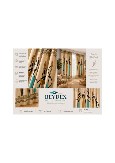 2 Adet 140x260 Cm Ölçüsünde Şık Dekoratif Fon Perde Koleksiyon Mavi